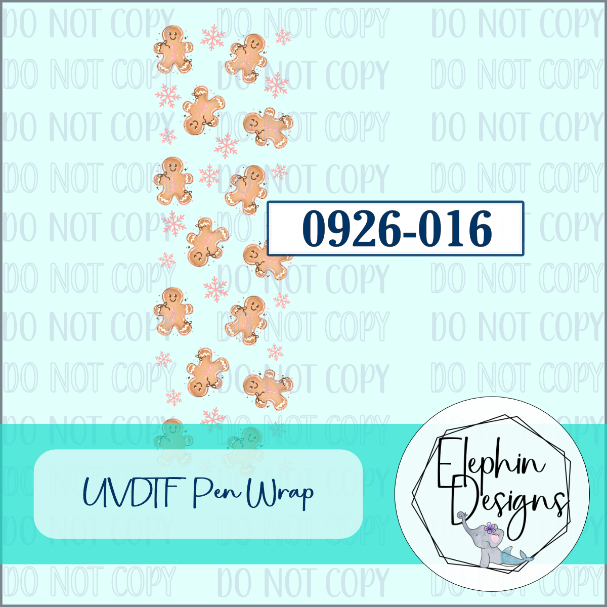 UV DTF Pen Wrap | Gingerbread and Pink Snowflakes | 0926-016