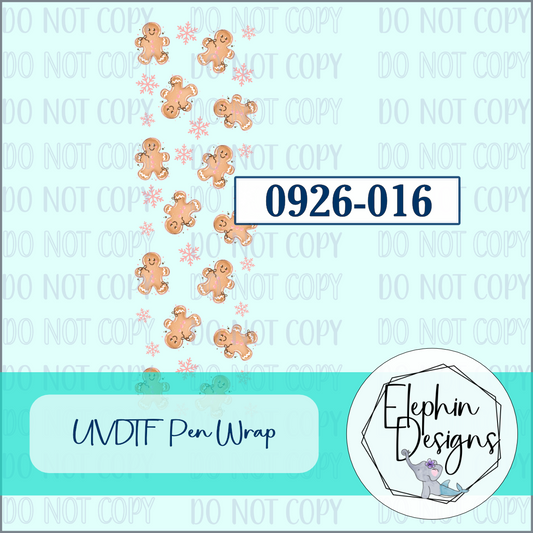 UV DTF Pen Wrap | Gingerbread and Pink Snowflakes | 0926-016