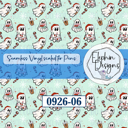 Ghost Christmas Seamless Printed Vinyl | 0926-06