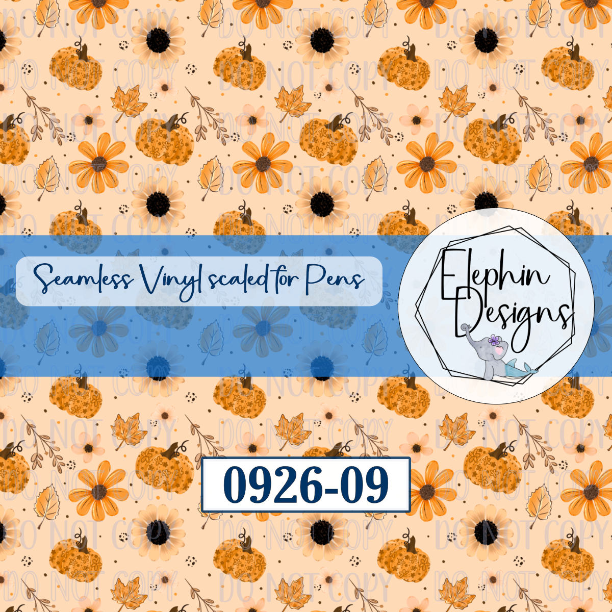 Pumpkin Floral Seamless Printed Vinyl | 0926-09