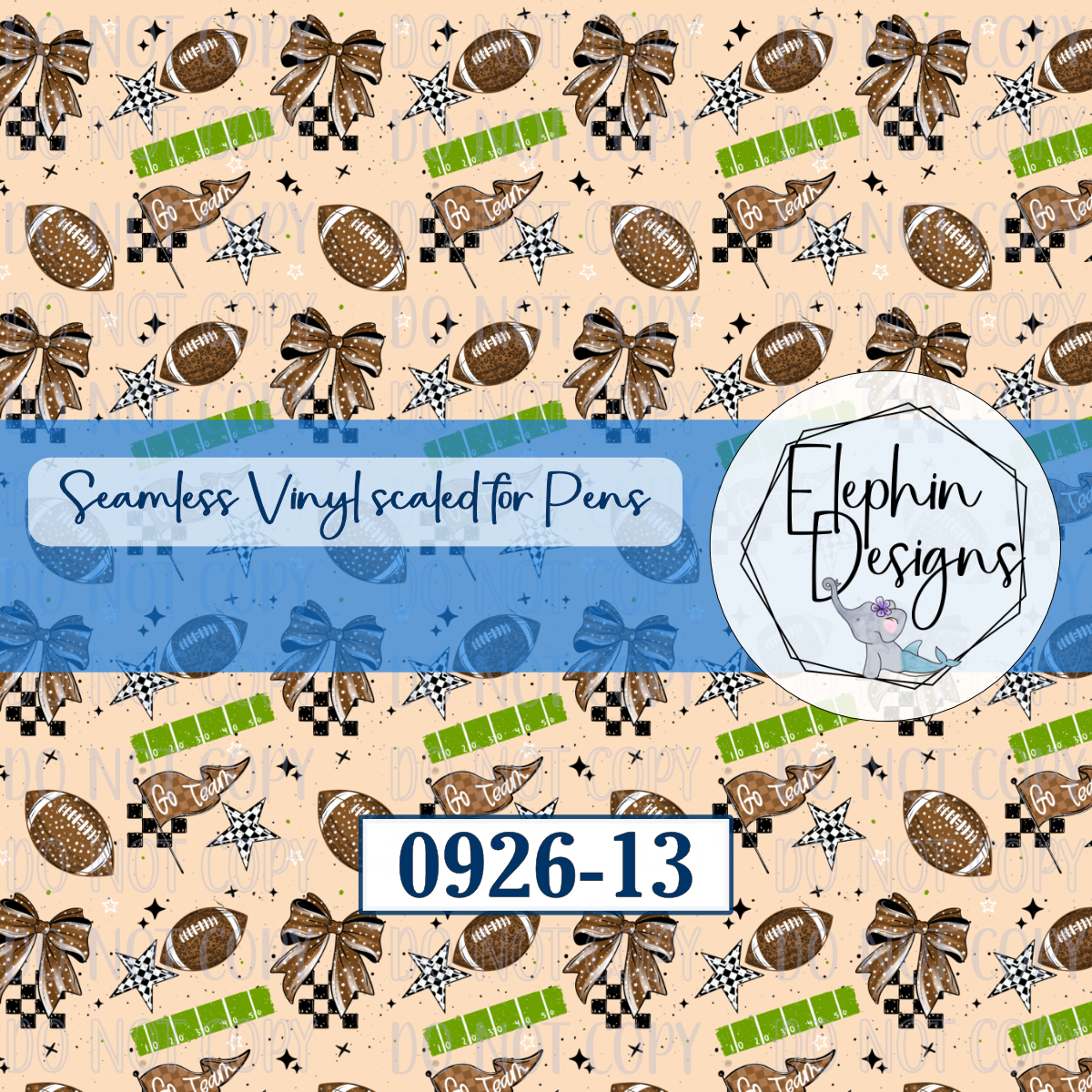 Football Bow Seamless Printed Vinyl | 0926-13