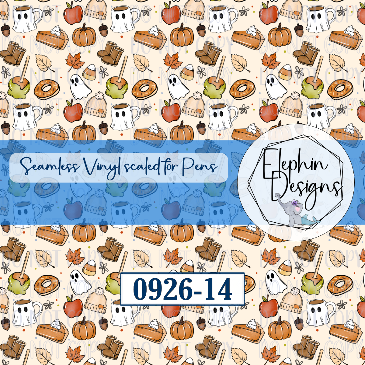 Ghost Pumpkin Seamless Printed Vinyl | 0926-14
