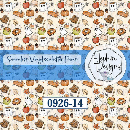 Ghost Pumpkin Seamless Printed Vinyl | 0926-14