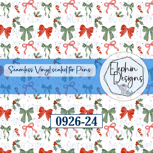Bow Holly Seamless Printed Vinyl | 0926-24