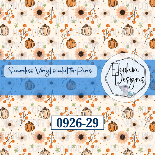 Pumpkin Floral Seamless Printed Vinyl | 0926-29