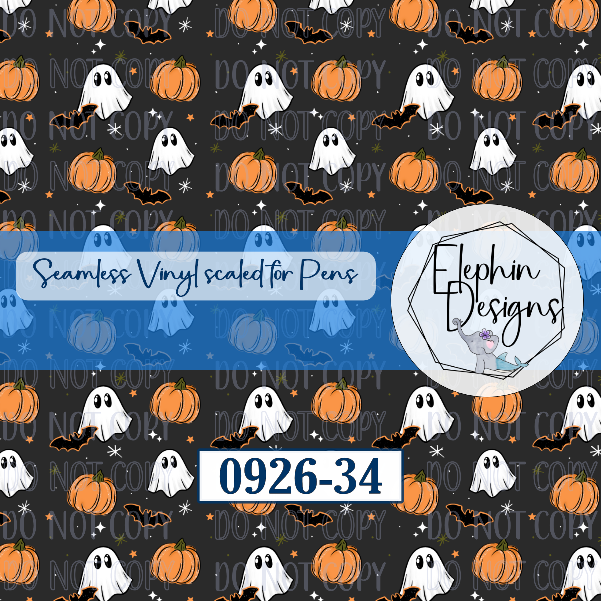 Ghost Pumpkin Seamless Printed Vinyl | 0926-34