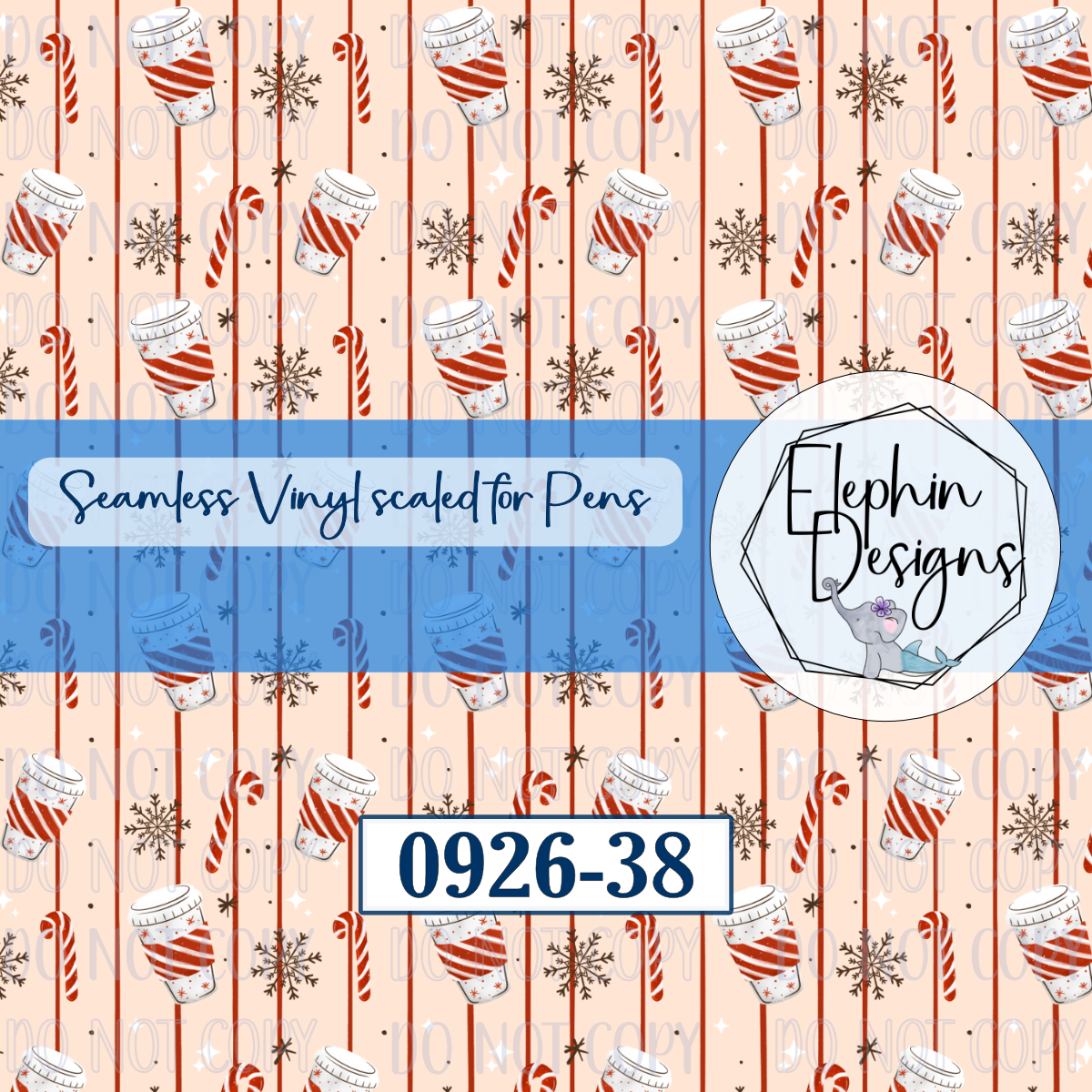 Coffee Candy Cane Seamless Printed Vinyl | 0926-38