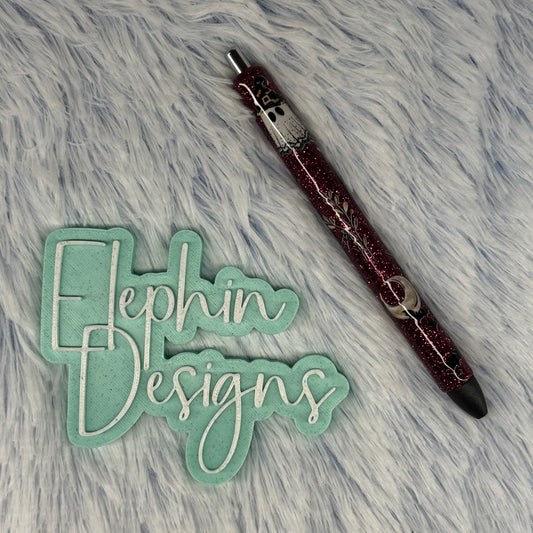 Burgundy Glitter Witch Ghost Halloween Pen | Ready to Ship