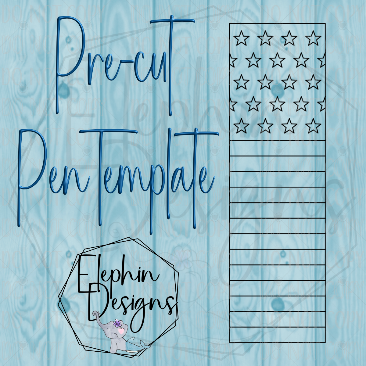 USA Flag Horizontal Double Sided Adhesive Precut Pen Template